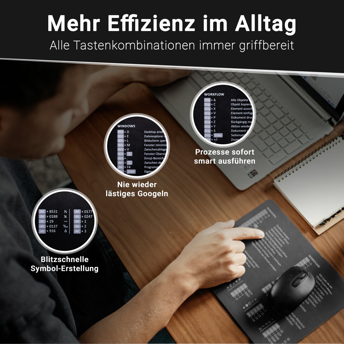 Smartes Mousepad - Windows SCHWARZ